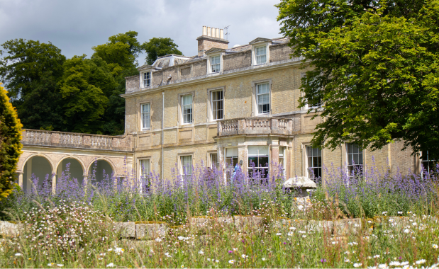 Aurora Boveridge School, with aglimse of the beautiful garden and green lawns