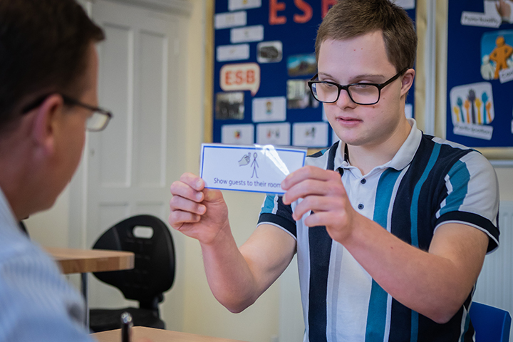 Student during a mock interview