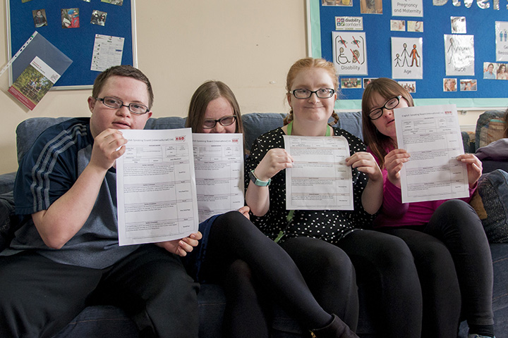 Students receiving their ESB results